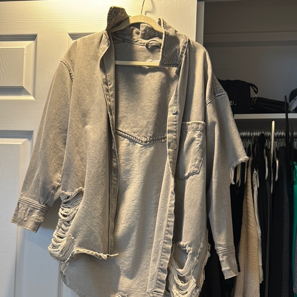 Zara Gray Jean Jacket Classic Style